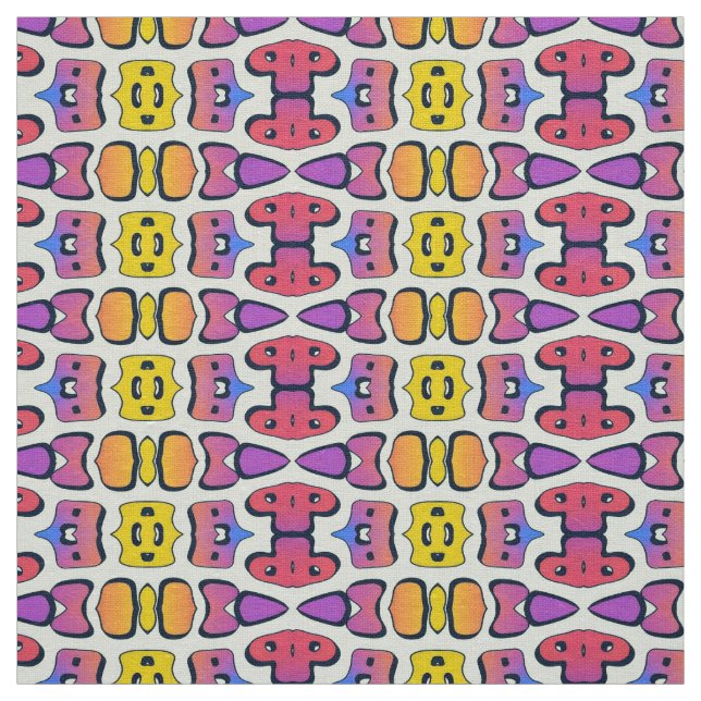 Mid century multicolor seamless fabric pattern  (Swatch)