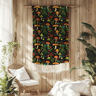 Mid-Century Mushroom Blanket Earthy Cottage Vibe