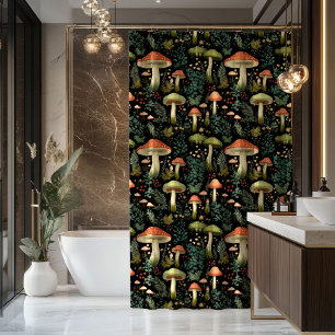 Mid-Century Mushroom Curtain Soft Earthy Hues