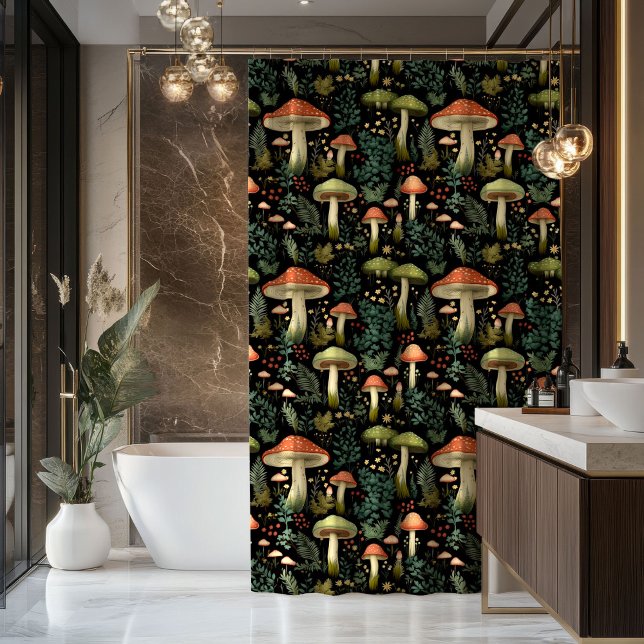 Mid-Century Mushroom Curtain Soft Earthy Hues (Mid-Century Mushroom Curtain Soft Earthy Hues)