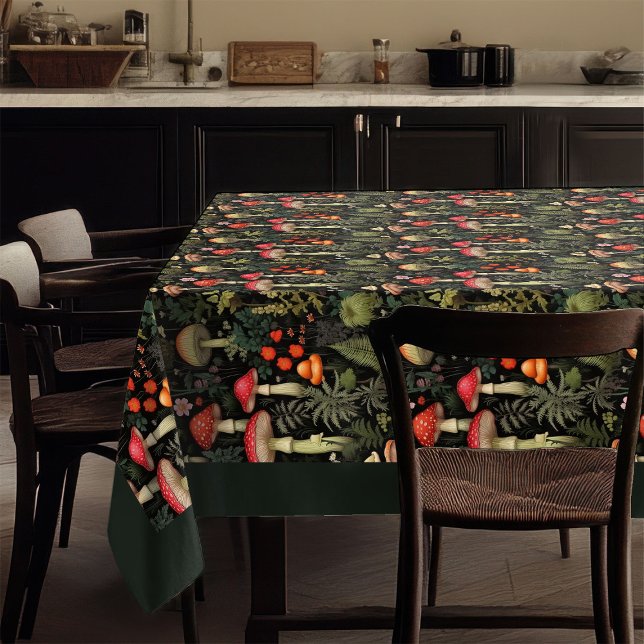 Mid-Century Mushroom Tablecloth Rustic Elegance (Mid-Century Mushroom Tablecloth Rustic Elegance)