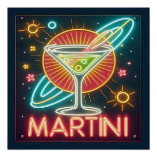 Mid Century Neon Martini Sign 