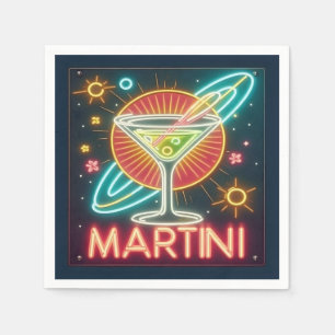 Mid Century Neon Martini Sign  Napkin