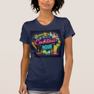 Mid Century Neon Sign Cocktail Hour Couple T-Shirt