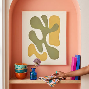 Mid-Century Organic Abstract   Olive Gold Canvas Print