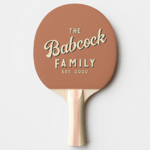 Mid-Century Pale Rose Retro Family Name & Year Ping Pong Paddle