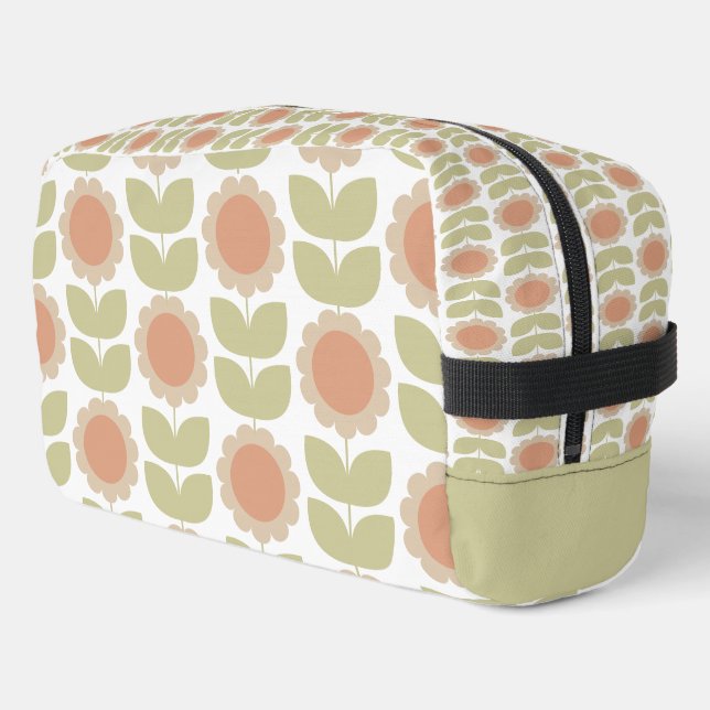  Mid-Century Pastel Pink Retro Floral Pattern Dopp Kit (Left Corner)