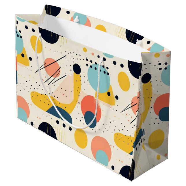 Mid-Century Pattern. Colourful Abstract Shapes  Large Gift Bag (Back Angled)