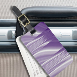 mid century pattern metallic purple lilac lines luggage tag