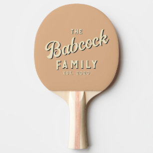 Mid-Century Peach Kiss Retro Family Name & Year Ping Pong Paddle