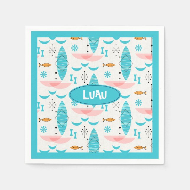 Mid Century Pink Catamaran Napkin (Front)