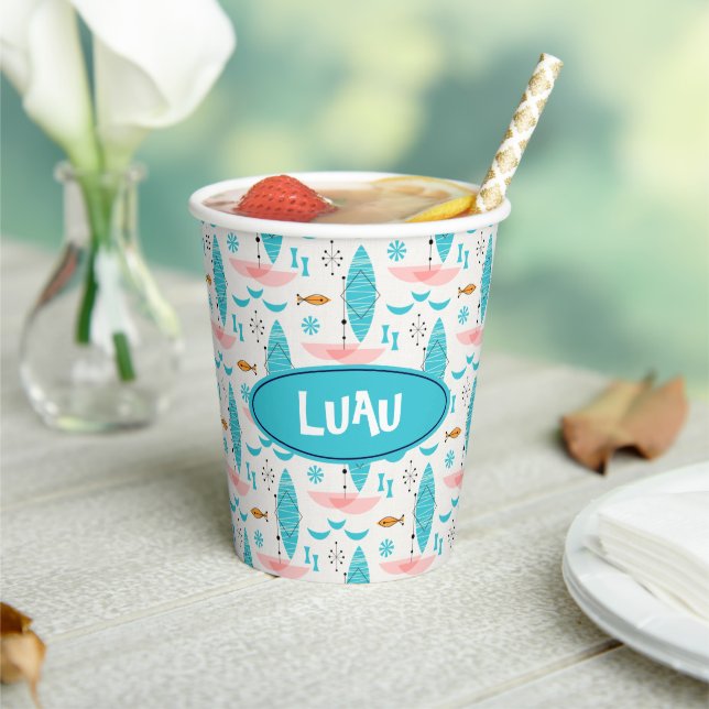 Mid Century Pink Catamaran Paper Cups (Insitu)