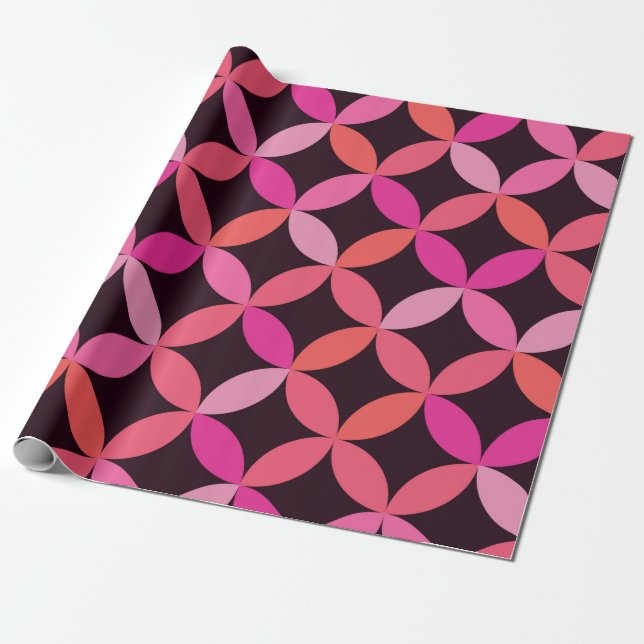 Mid Century pink , coral and red circles   Wrapping Paper (Unrolled)
