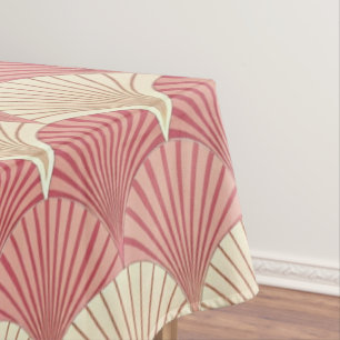 Mid-Century Pink Fans Tablecloth