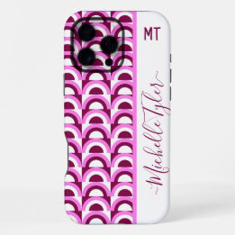 Mid Century Pink & Plum Geometric Arcs Custom Nam iPhone 16 Pro Max Case