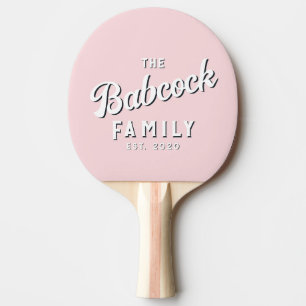 Mid-Century Pink Whisper Retro Family Name & Year Ping Pong Paddle