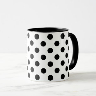 Mid-Century Polka Dots Black on White  Mug