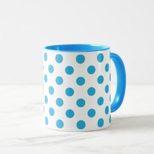 Mid-Century Polka Dots Turquoise on White Mug