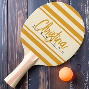 Mid-Century Polo Banner Burnt Buttercup Name Ping Pong Paddle