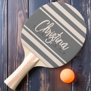 Mid-Century Polo Banner Sandcastle Pink Name Ping Pong Paddle