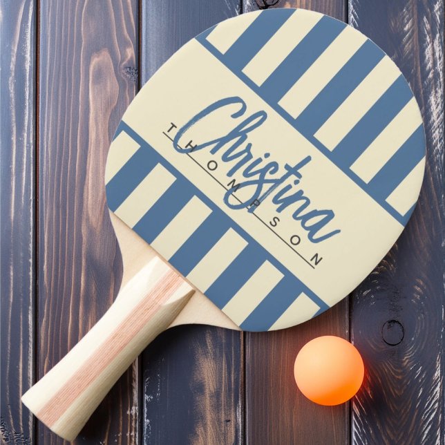 Mid-Century Polo Candy Striping Banner Capri Blue Ping Pong Paddle (Creator Uploaded)