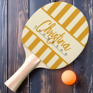 Mid-Century Polo Candy Striping Burnt Buttercup Ping Pong Paddle