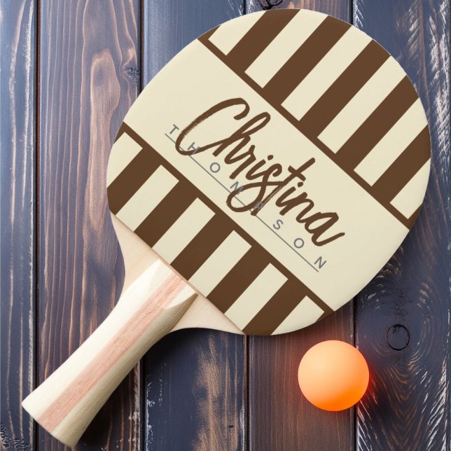 Mid-Century Polo Candy Striping Deep Forest Brown  Ping Pong Paddle (Creator Uploaded)