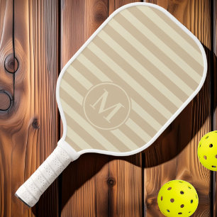 Mid-Century Polo Striped Sand Dune Monogram Pickleball Paddle
