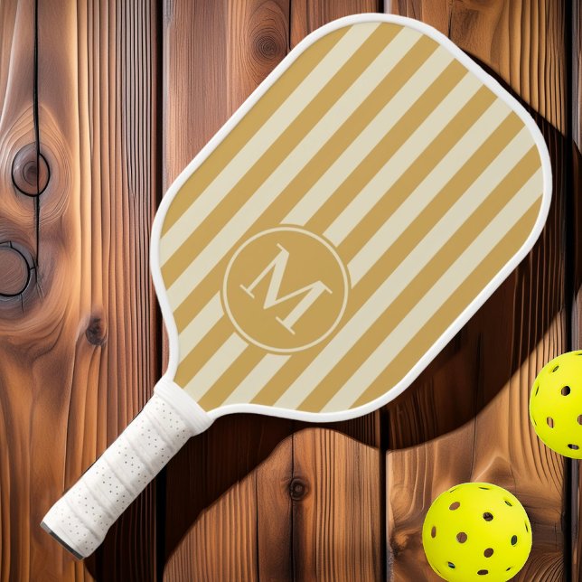 Mid-Century Polo Striping Sand Sunrise Monogram Pickleball Paddle (Creator Uploaded)
