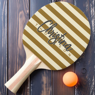 Mid-Century Polo Warm Desert Painted Name Ping Pong Paddle