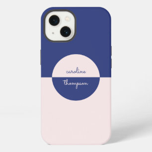 Mid Century Purple Pink & Script Monogram iPhone 13 Case