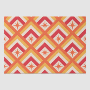 Mid Century Red Atomic Starbursts on Diamond Shape Tissue Paper