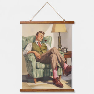 Mid-Century Relaxation: A Gentleman’s Repose Hanging Tapestry