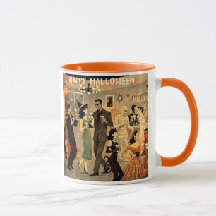 Mid Century Retro 40s Halloween Martini Party Mug