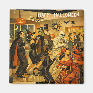 Mid Century Retro 50s Halloween Martini Party Magnet