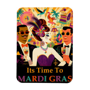 Mid Century Retro 60s Mardi Gras Cocktail Party Magnet
