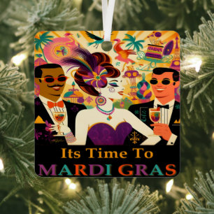 Mid Century Retro 60s Mardi Gras Cocktail Party Metal Tree Decoration