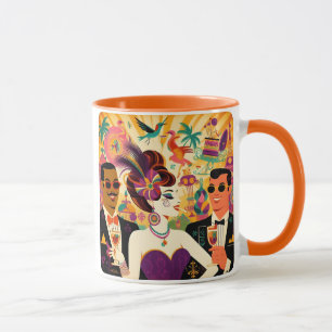 Mid Century Retro 60s Mardi Gras Cocktail Party Mug