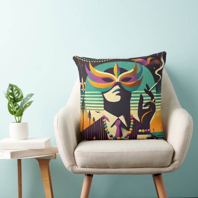 Mid Century Retro 60s Mardi Gras The Smoking Man Cushion (Chair)