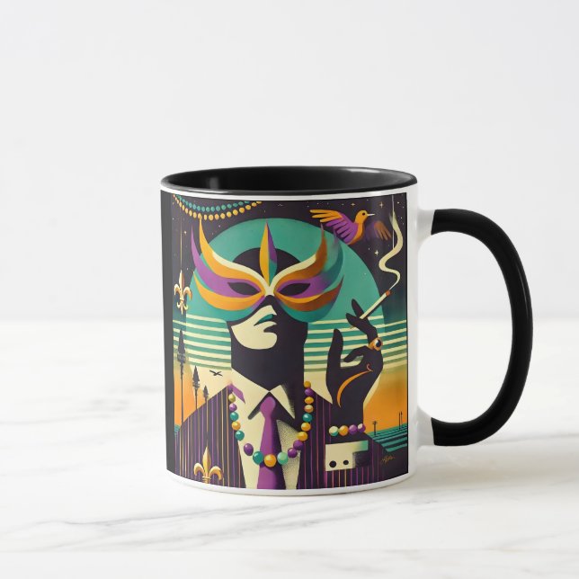 Mid Century Retro 60s Mardi Gras The Smoking Man Mug (Right)