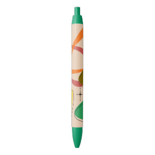 Mid Century Retro Atomic Design Black Ink Pen