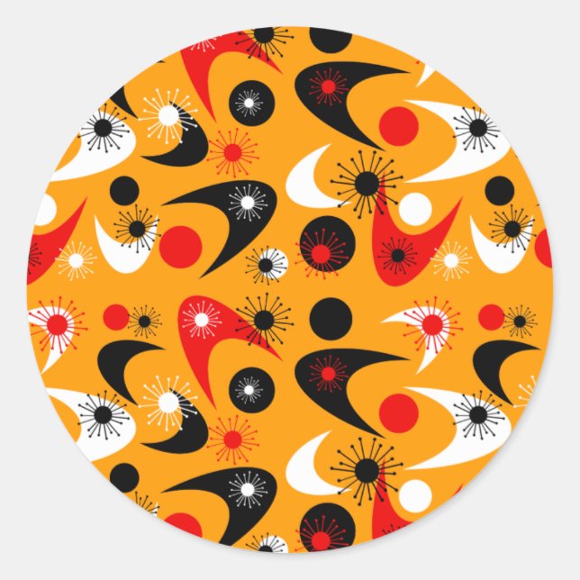 Mid Century Retro Boomerangs Classic Round Sticker (Front)