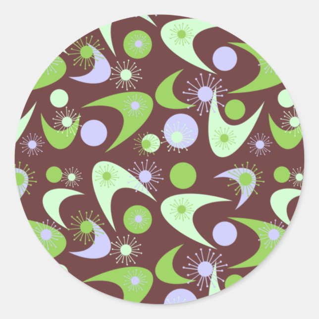 Mid Century Retro Boomerangs Classic Round Sticker (Front)