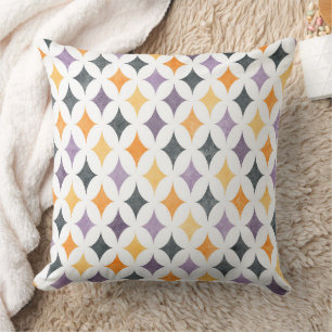 Mid-Century Retro Diamond Lattice Pattern Cushion