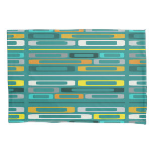 Mid Century Retro Flat Rocks Turquoise Pillowcase