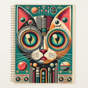 Mid Century Retro Futuristic Circuit Cat Planner