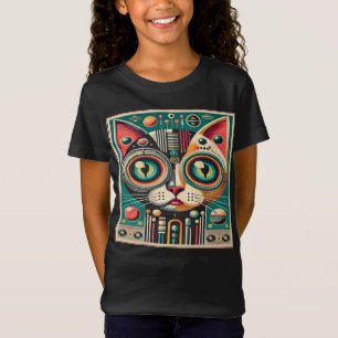 Mid Century Retro Futuristic Circuit Cat T-Shirt