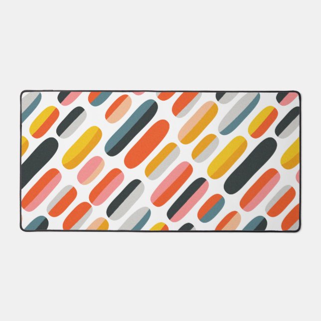 Mid Century Retro Geometric Abstract Pattern Desk Mat (Front)
