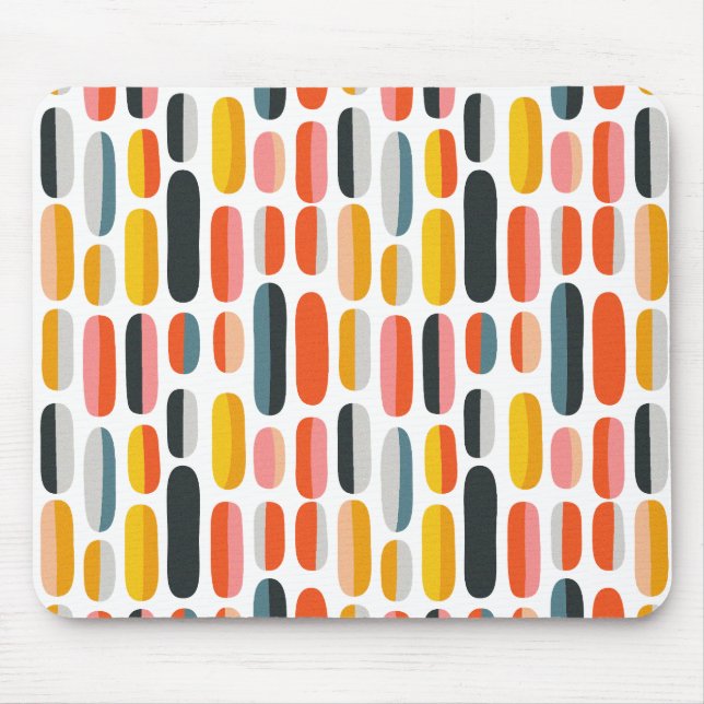 Mid Century Retro Geometric Abstract Pattern Mouse Mat (Front)