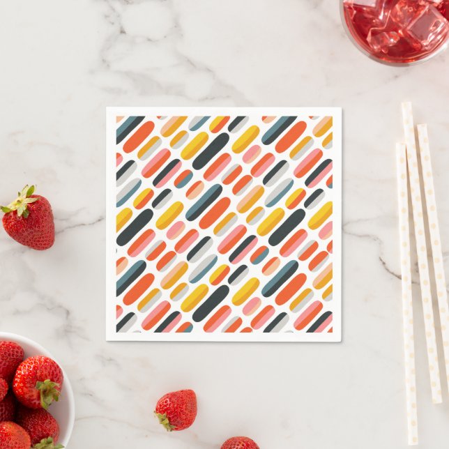 Mid Century Retro Geometric Abstract Pattern Napkin (Insitu)